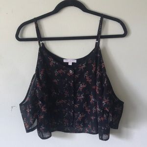 “Don’t Ask Why” black floral tank top